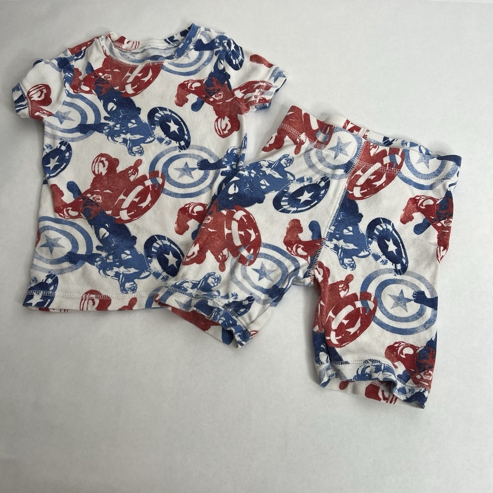 Gap Kids Marvel Captain America  Boys Pajamas Organic Cotton 4 Red White Blue
